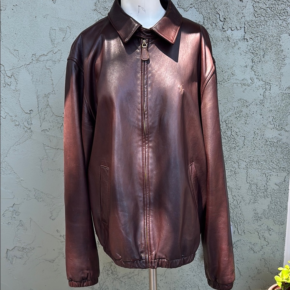 Ralph Lauren Brown Bomber Jacket with Elastic Cuffs